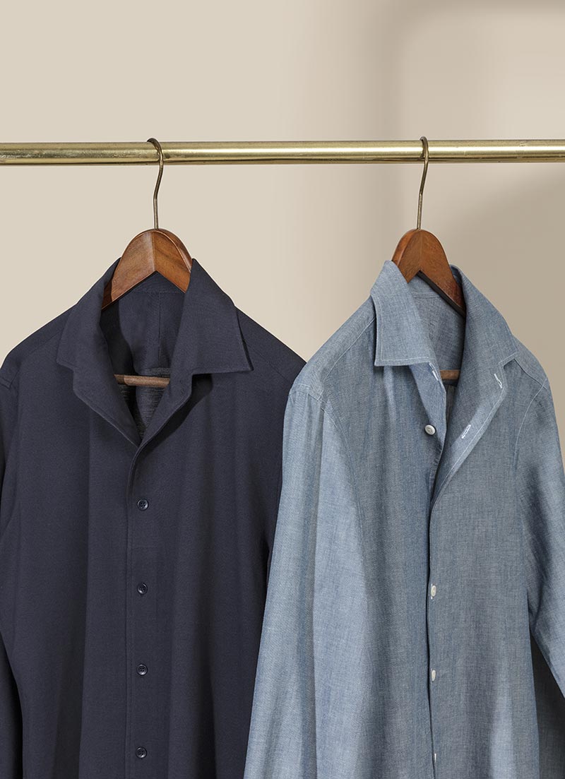 chemises casual homme bleues été