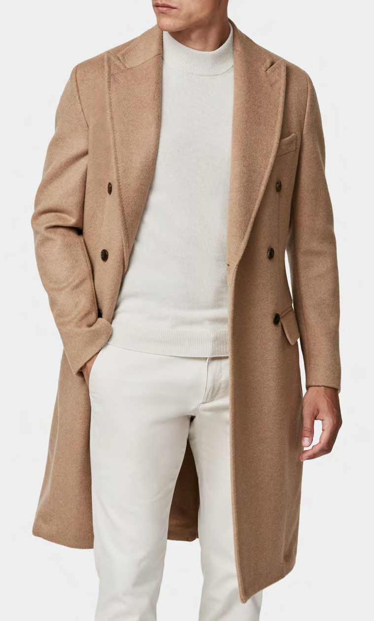 manteau croisé camel
